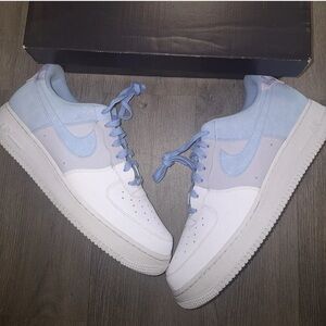 Nike Air Force 1 Low Light Blue and White Sneakers